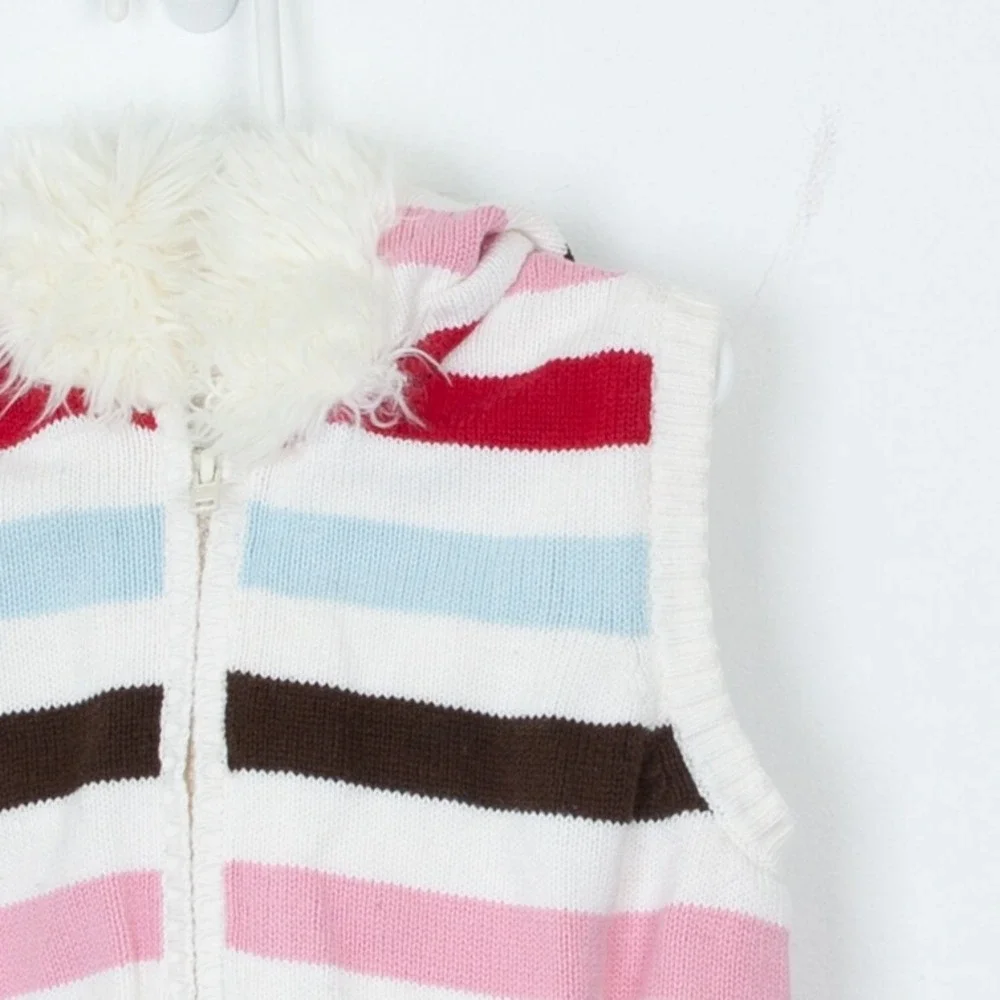 Gymboree Girls Winter Snowflake Faux Fur Striped‎ Sweater Vest Size Small 5/6